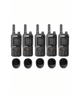 Set van 5 Inrico T320 V2 4G LTE Zello Portofoon, GPS, Wifi met tafellader