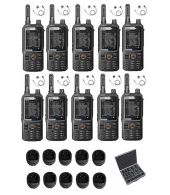 Set van 10 Inrico T320 V2 4G LTE Zello Portofoon, GPS, Wifi met tafellader, D-shape oortje en koffer