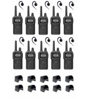 Set van 10 Kenwood PKT-300 ProTalk XLS IP52 PMR446 mini portofoons en C-ring oortje