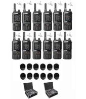 Set van 12 Inrico T320 V2 4G LTE Zello Portofoon, GPS, Wifi met tafellader beveiliging oortje en koffer