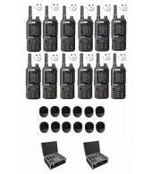 Set van 12 Inrico T320 V2 4G LTE Zello Portofoon, GPS, Wifi met tafellader, D-shape oortje en koffer