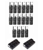 Set van 16 Inrico T320 V2 4G LTE Zello Portofoon, GPS, Wifi met multilader en beveiliging oortje