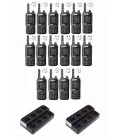 Set van 16 Inrico T320 V2 4G LTE Zello Portofoon, GPS, Wifi met multilader en D-shape oortje