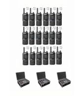 Set van 18 Inrico T320 V2 4G LTE Zello Portofoon, GPS, Wifi met D-shape oortje en koffer