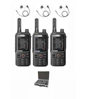 Set van 3 Inrico T320 V2 4G LTE Zello Portofoon, GPS, Wifi met D-shape oortje en koffer