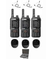 Set van 3 Inrico T320 V2 4G LTE Zello Portofoon, GPS, Wifi met tafellader beveiliging oortje en koffer