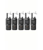 Set van 5 Inrico T320 V2 4G LTE Zello Portofoon, GPS, Wifi met beveiliging oortje