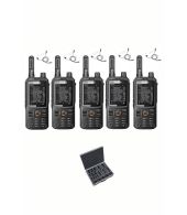 Set van 5 Inrico T320 V2 4G LTE Zello Portofoon, GPS, Wifi met beveiliging oortje en koffer