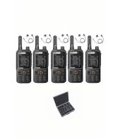 Set van 5 Inrico T320 V2 4G LTE Zello Portofoon, GPS, Wifi met D-shape oortje en koffer