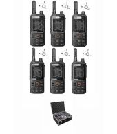 Set van 6 Inrico T320 V2 4G LTE Zello Portofoon, GPS, Wifi met beveiliging oortje en koffer
