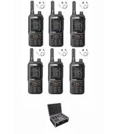 Set van 6 Inrico T320 V2 4G LTE Zello Portofoon, GPS, Wifi met D-shape oortje en koffer
