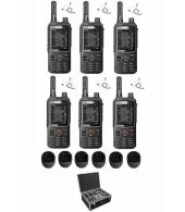 Set van 6 Inrico T320 V2 4G LTE Zello Portofoon, GPS, Wifi met tafellader beveiliging oortje en koffer
