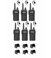Set van 6 Kenwood PKT-300 ProTalk XLS IP52 PMR446 mini portofoons en C-ring oortje
