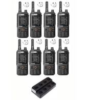 Set van 8 Inrico T320 V2 4G LTE Zello Portofoon, GPS, Wifi met multilader en D-shape oortje